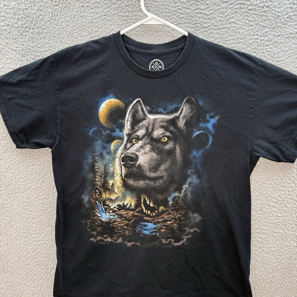 DOM Shirt Adult Large Black Nature Wildlife Wolf Grunge Skater Retro Graphic Tee - Picture 8 of 9